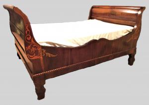 LETTO A BARCA IN NOCE stile CARLO X epoca ‘800	